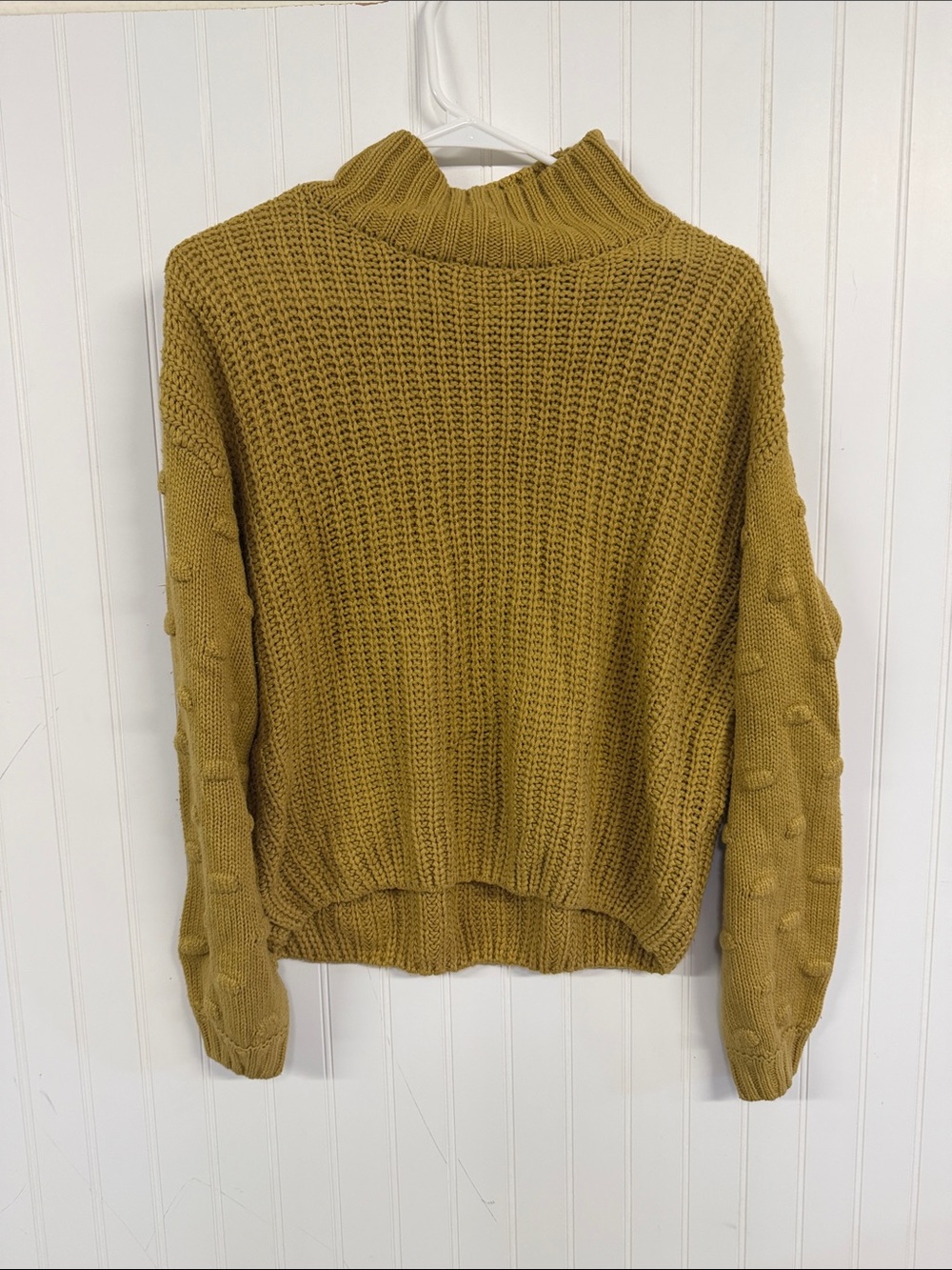Jessica Simpson Mustard Bubble-Sleeve Turtleneck Sweater